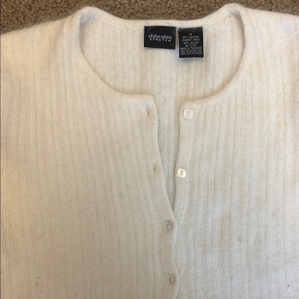 White Angora Knit Cardigan